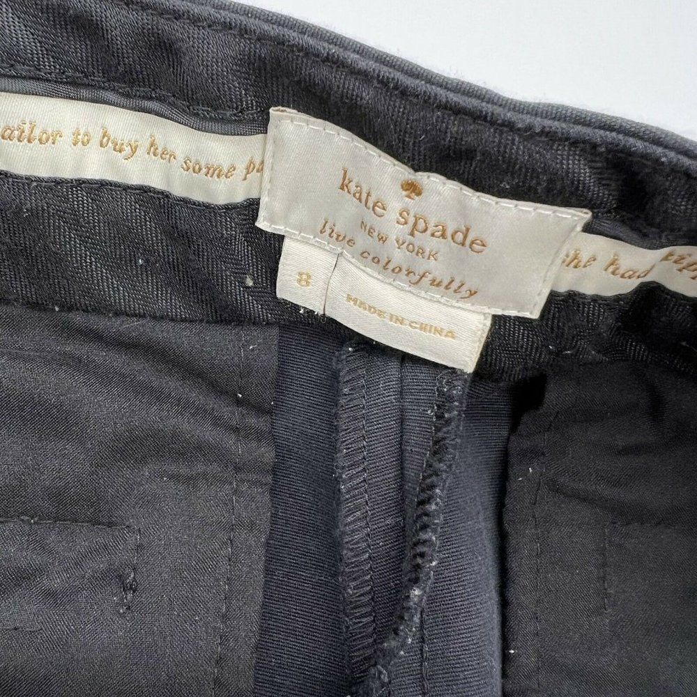 Kate Spade black flat front pants size 8 side zip - Picture 3 of 4